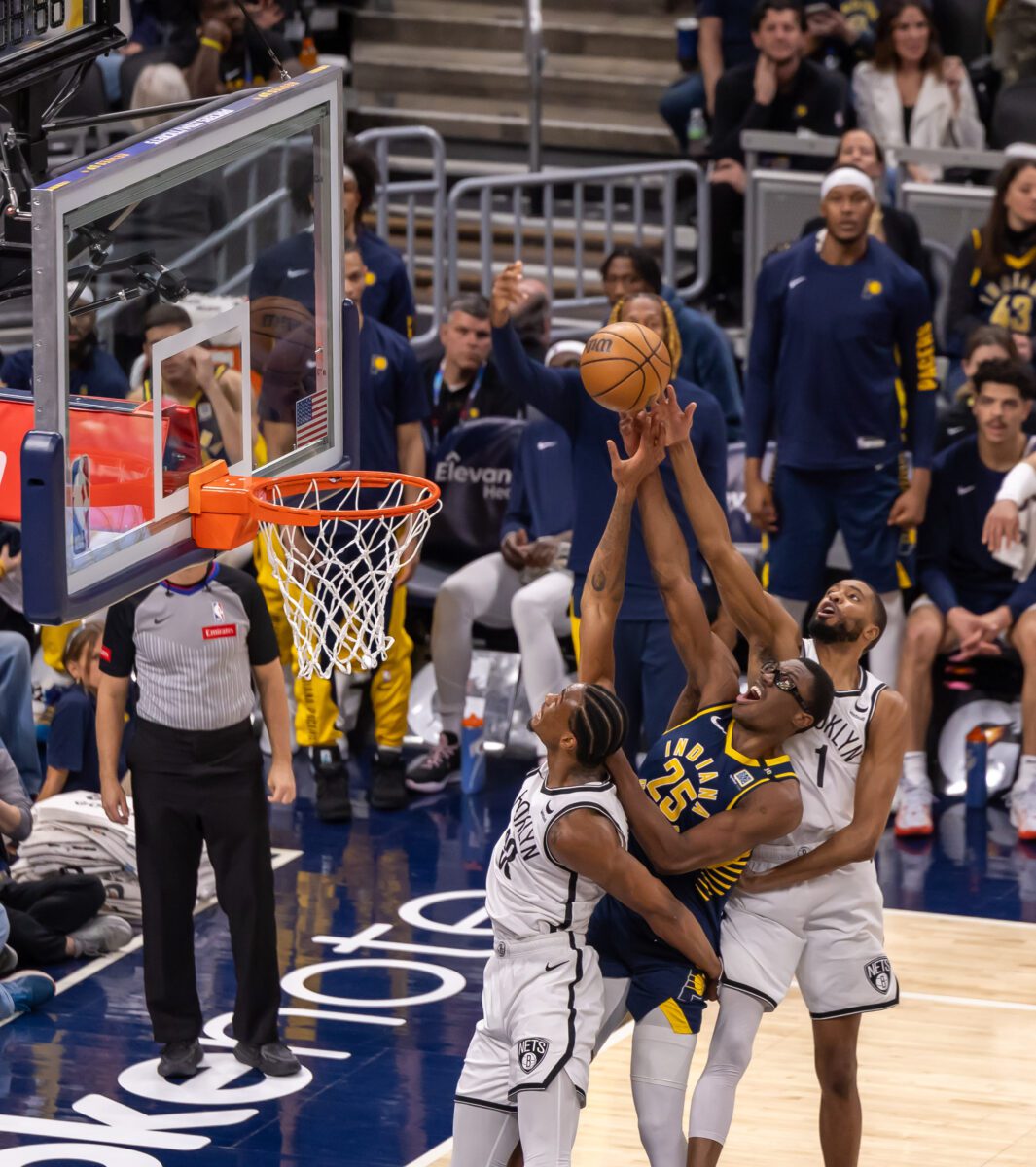 Brooklyn Nets at Indiana Pacers NBA basketball game on April 1, 2024 at Gainbridge Fieldhouse in Downtown Indianapolis, Indiana. Photo taken by Walt Thomas.