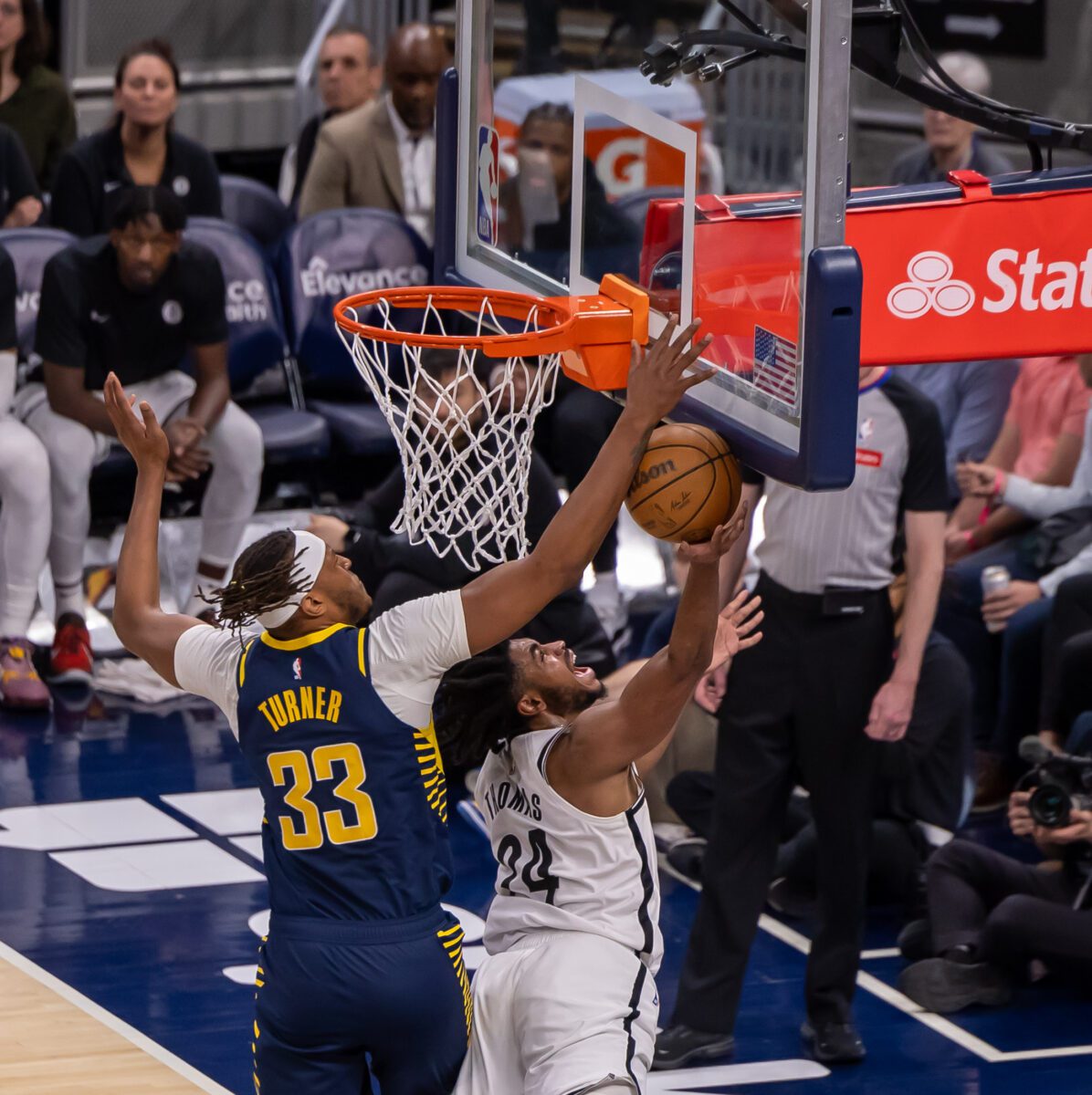 Brooklyn Nets at Indiana Pacers NBA basketball game on April 1, 2024 at Gainbridge Fieldhouse in Downtown Indianapolis, Indiana. Photo taken by Walt Thomas.