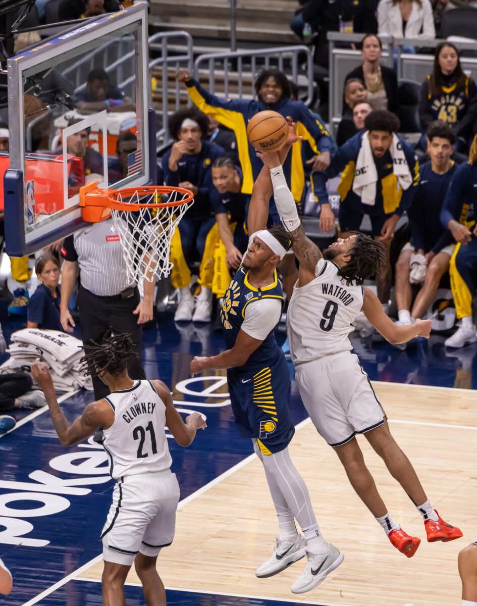 Brooklyn Nets at Indiana Pacers NBA basketball game on April 1, 2024 at Gainbridge Fieldhouse in Downtown Indianapolis, Indiana. Photo taken by Walt Thomas.