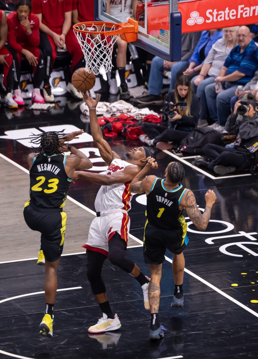 Miami Heat versus Indiana Pacers NBA basketball game on April 7, 2024 at Gainbridge Fieldhouse in Downtown Indianapolis, Indiana. Photo by Walt Thomas.