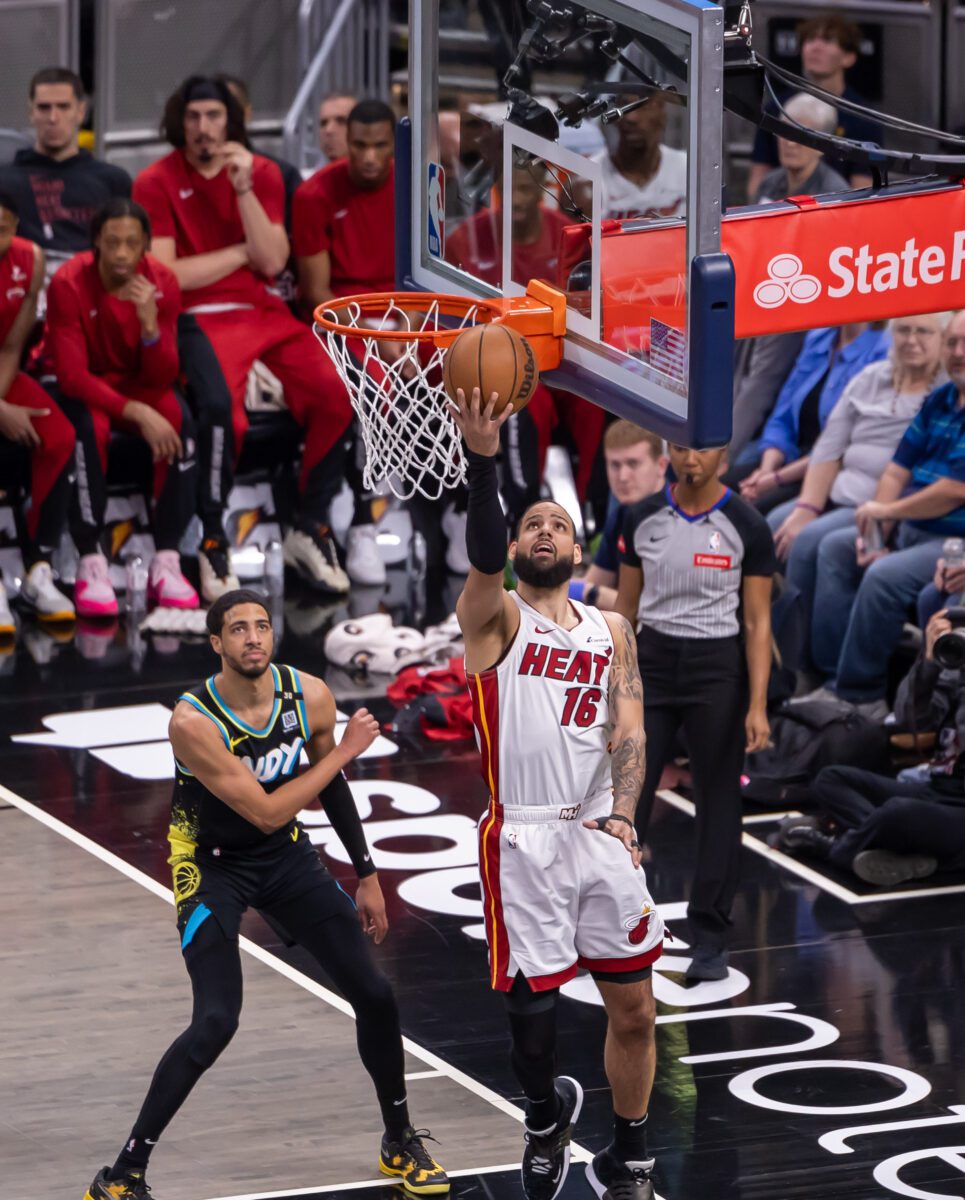 Miami Heat versus Indiana Pacers NBA basketball game on April 7, 2024 at Gainbridge Fieldhouse in Downtown Indianapolis, Indiana. Photo by Walt Thomas.