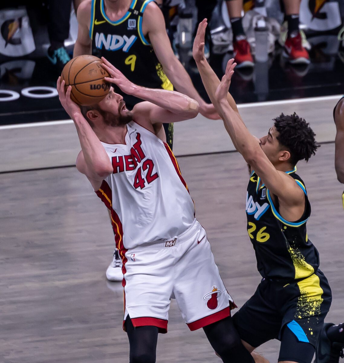 Miami Heat versus Indiana Pacers NBA basketball game on April 7, 2024 at Gainbridge Fieldhouse in Downtown Indianapolis, Indiana. Photo by Walt Thomas.