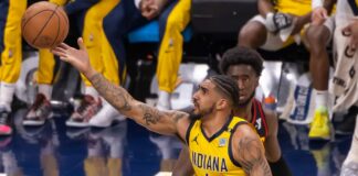 Atlanta Hawks at Indiana Pacers at Gainbridge Fieldhouse in Downtown Indianapolis, IN on April 14, 2024. (Photo/Walt Thomas)