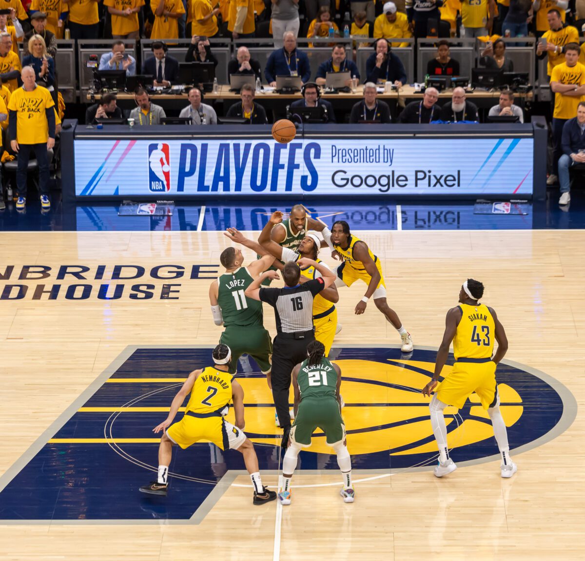 Game 3 between the Milwaukee Bucks and Indiana Pacers, first round of the 2024 NBA Playoffs, on April 26, 2024 at Gainbridge Fieldhouse in Downtown Indianapolis, Indiana. Photo was taken by Senior Sports Photographer Walt Thomas for the Indianapolis Recorder.