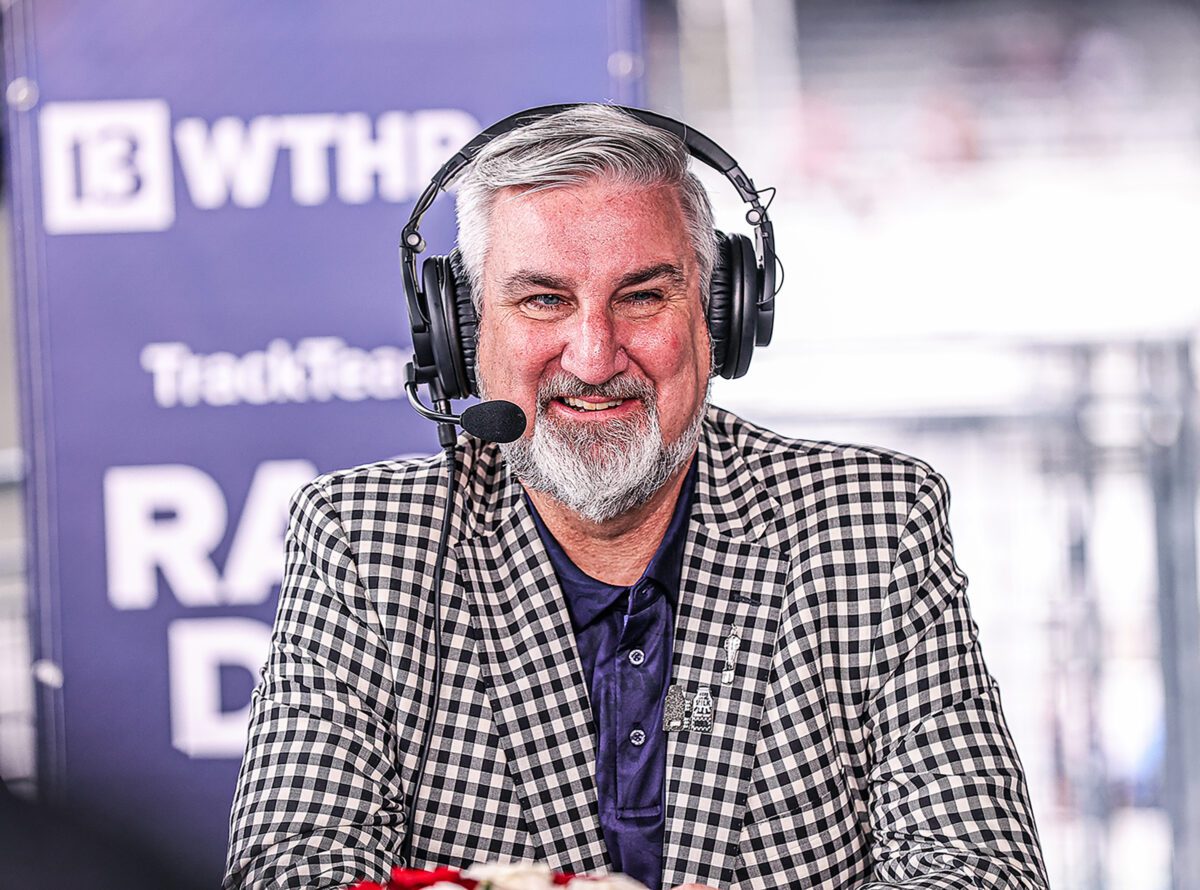 Governor of Indiana Eric Holcomb at the Indianapolis Motor Speedway during the 2024 Indianapolis 500.