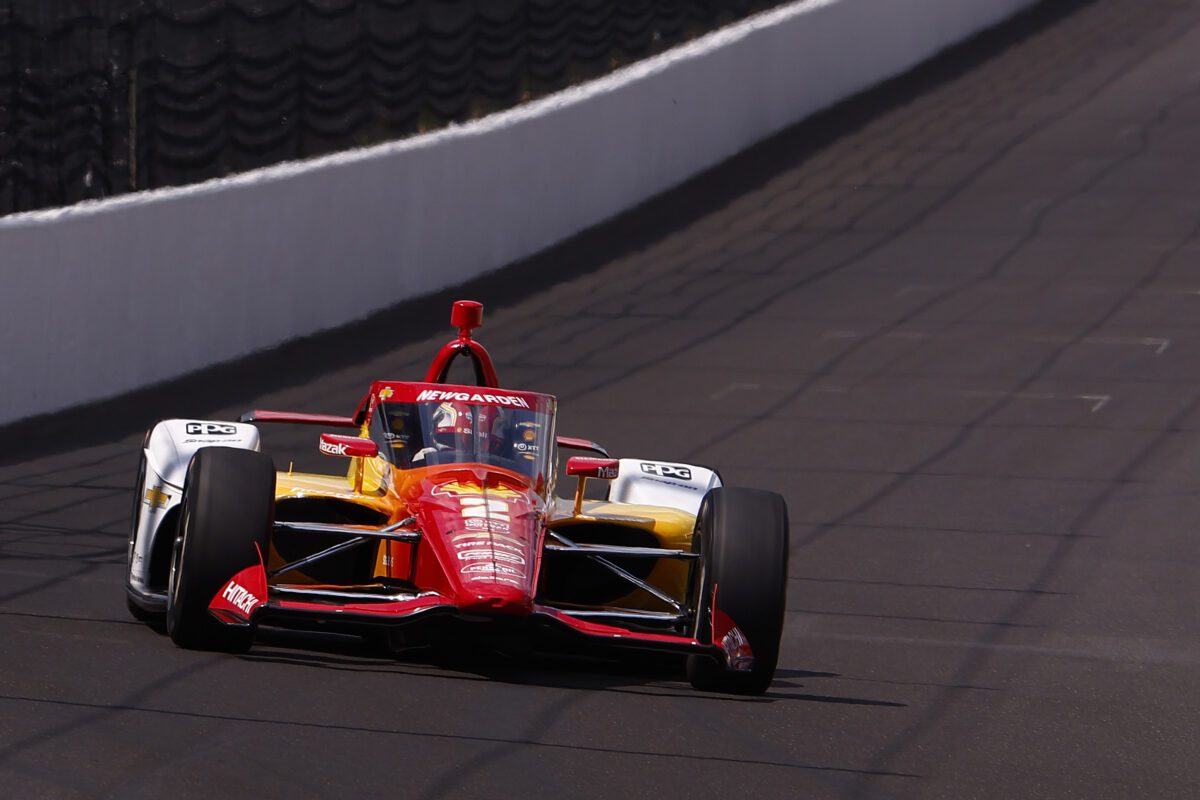 A racer during Pole Day at the Indianapolis Motor Speedway on May 17, 2024. Photo taken by Jeff Brown.