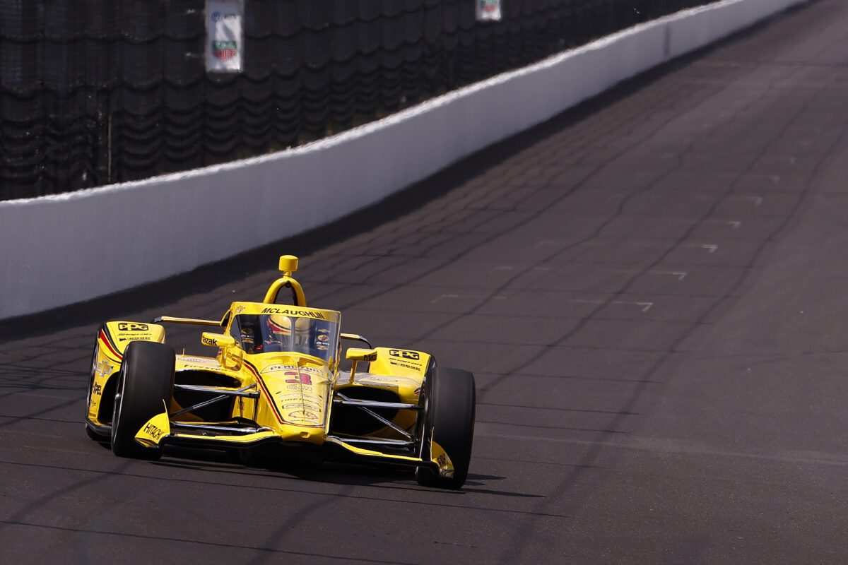 A racer during Pole Day at the Indianapolis Motor Speedway on May 17, 2024. Photo taken by Jeff Brown.