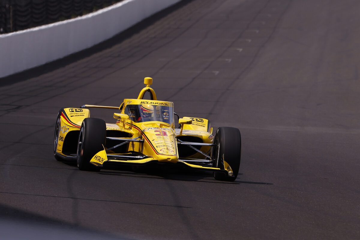 A racer during Pole Day at the Indianapolis Motor Speedway on May 17, 2024. Photo taken by Jeff Brown.