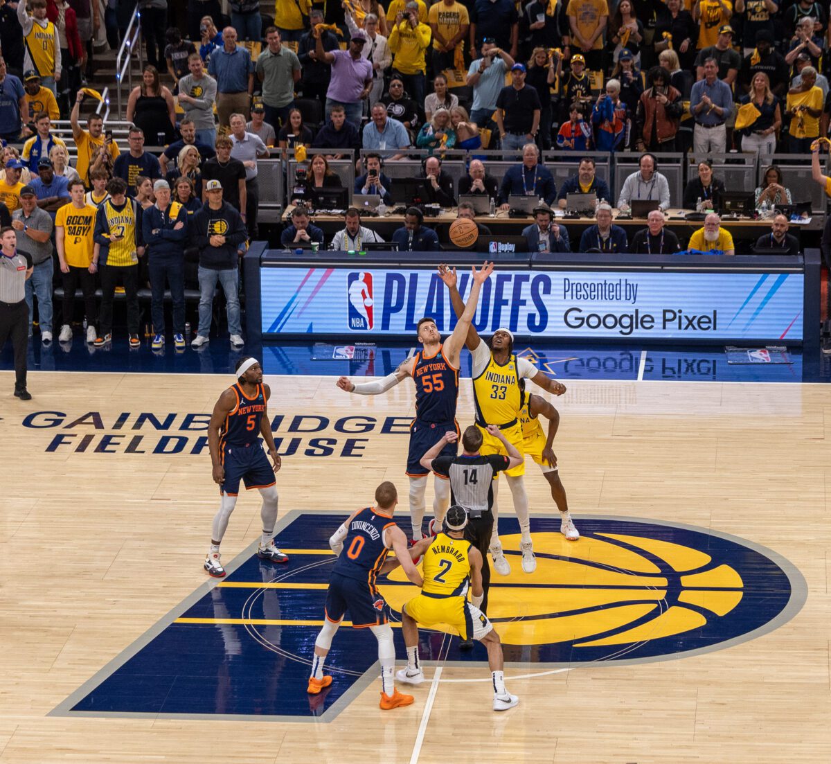 New York Knicks at Indiana Pacers, Game 4 of the Eastern Conference Semifinals, on May 12, 2024 at Gainbridge Fieldhouse in downtown Indianapolis, Indiana. Photo taken by Walt Thomas.