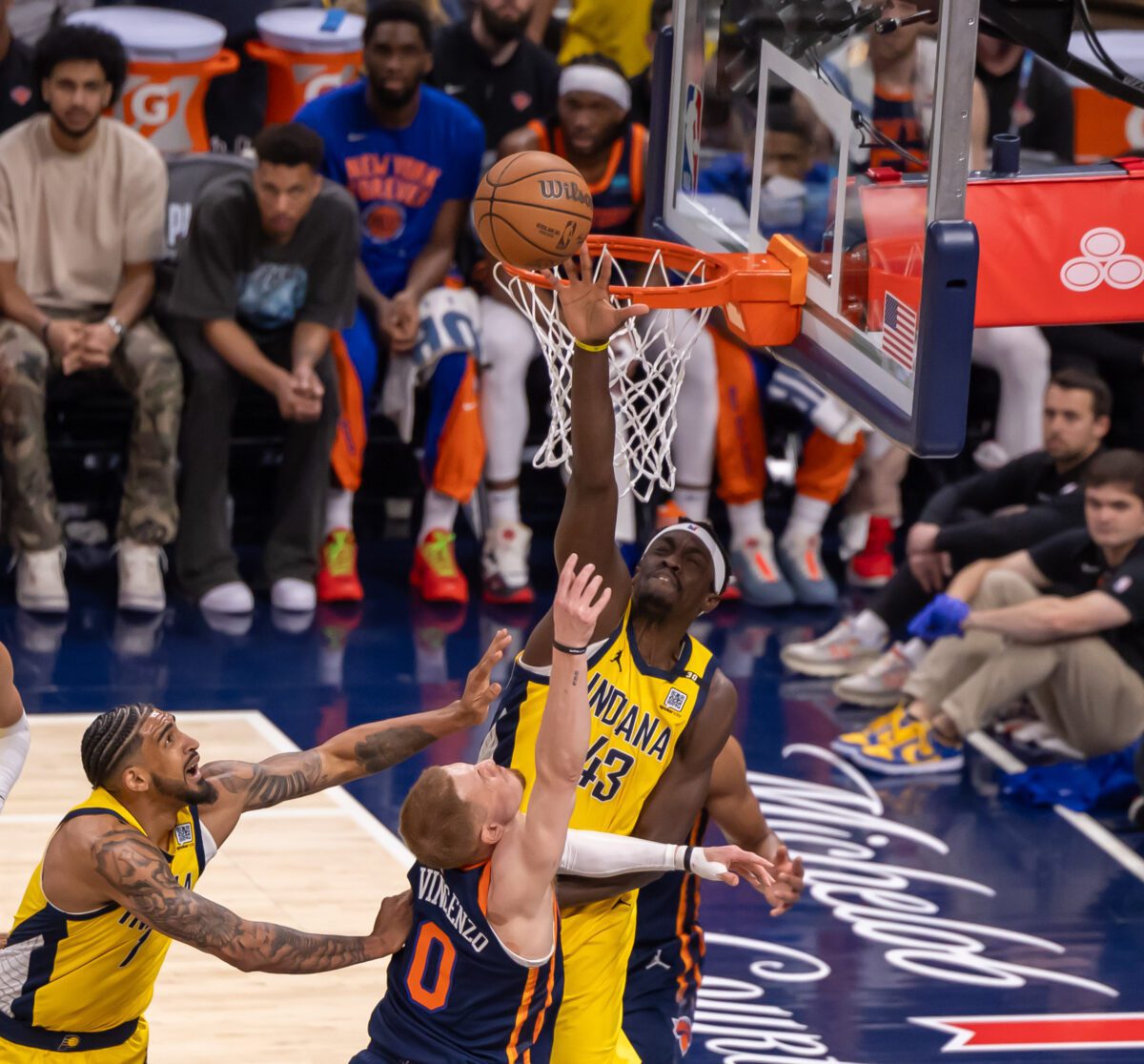 New York Knicks at Indiana Pacers, Game 4 of the Eastern Conference Semifinals, on May 12, 2024 at Gainbridge Fieldhouse in downtown Indianapolis, Indiana. Photo taken by Walt Thomas.