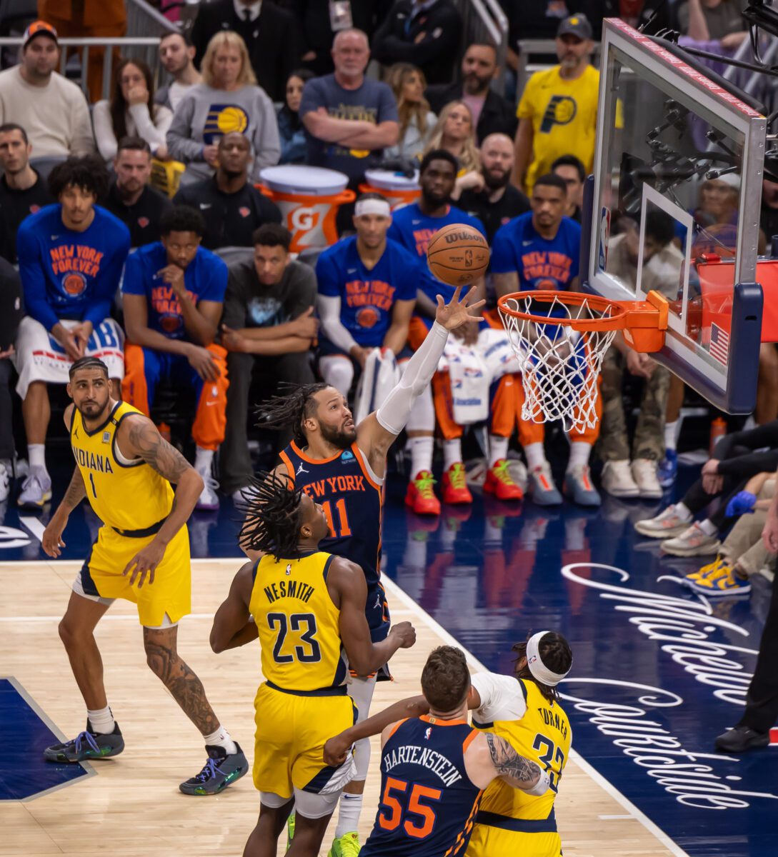 New York Knicks at Indiana Pacers, Game 4 of the Eastern Conference Semifinals, on May 12, 2024 at Gainbridge Fieldhouse in downtown Indianapolis, Indiana. Photo taken by Walt Thomas.