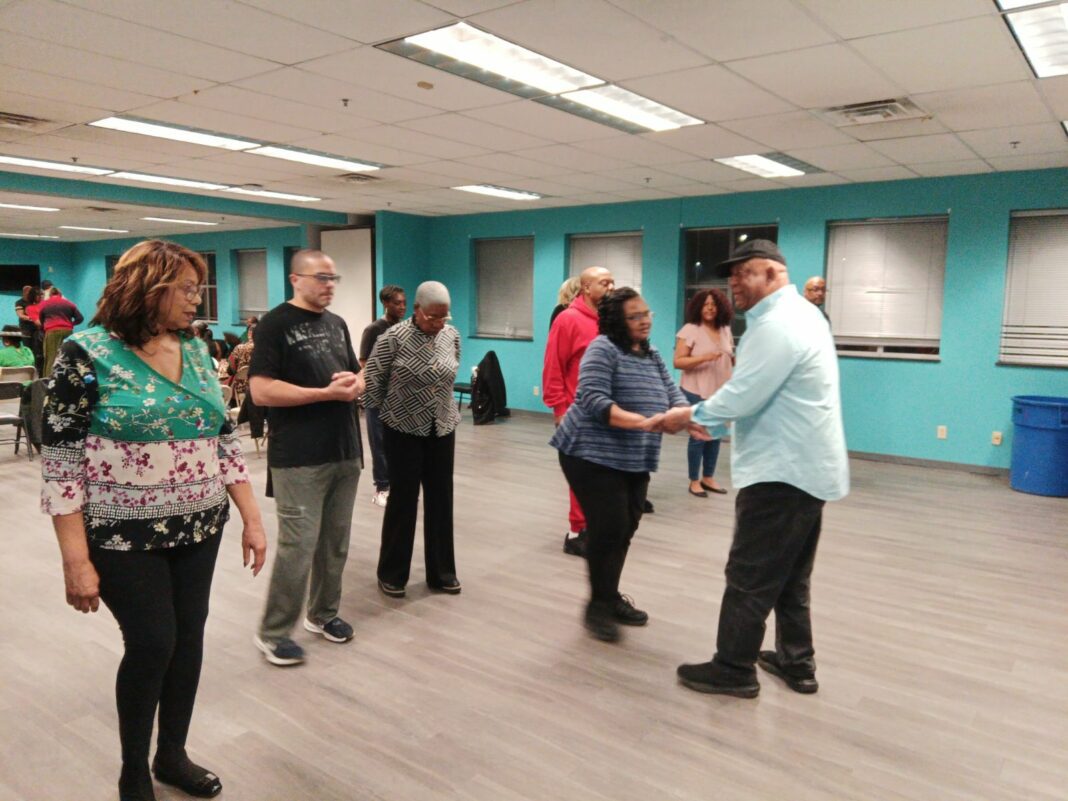 Pamela Calvert and the ladies of Washington Park Steppers during weekly rehearsal. (Photo provided/Stephanie Groves)