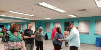 Pamela Calvert and the ladies of Washington Park Steppers during weekly rehearsal. (Photo provided/Stephanie Groves)