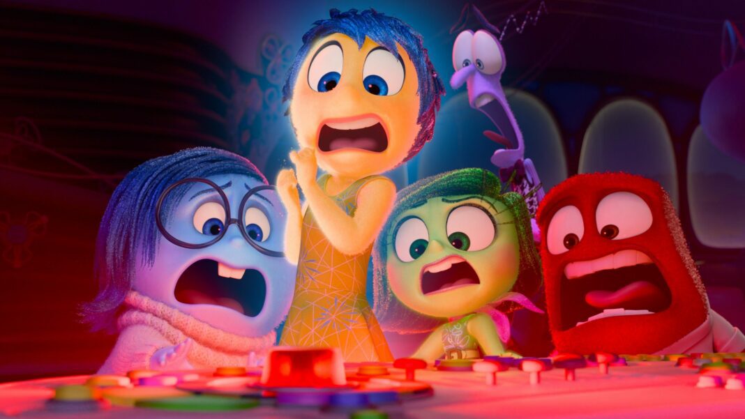 animated emotions look at a blinking red light on a control panel in horror