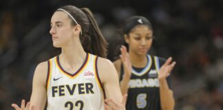 Caitrlin Clark and Angel Reese during WNBA Game.