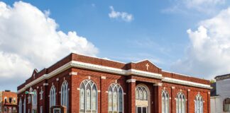 An older red-brick church
