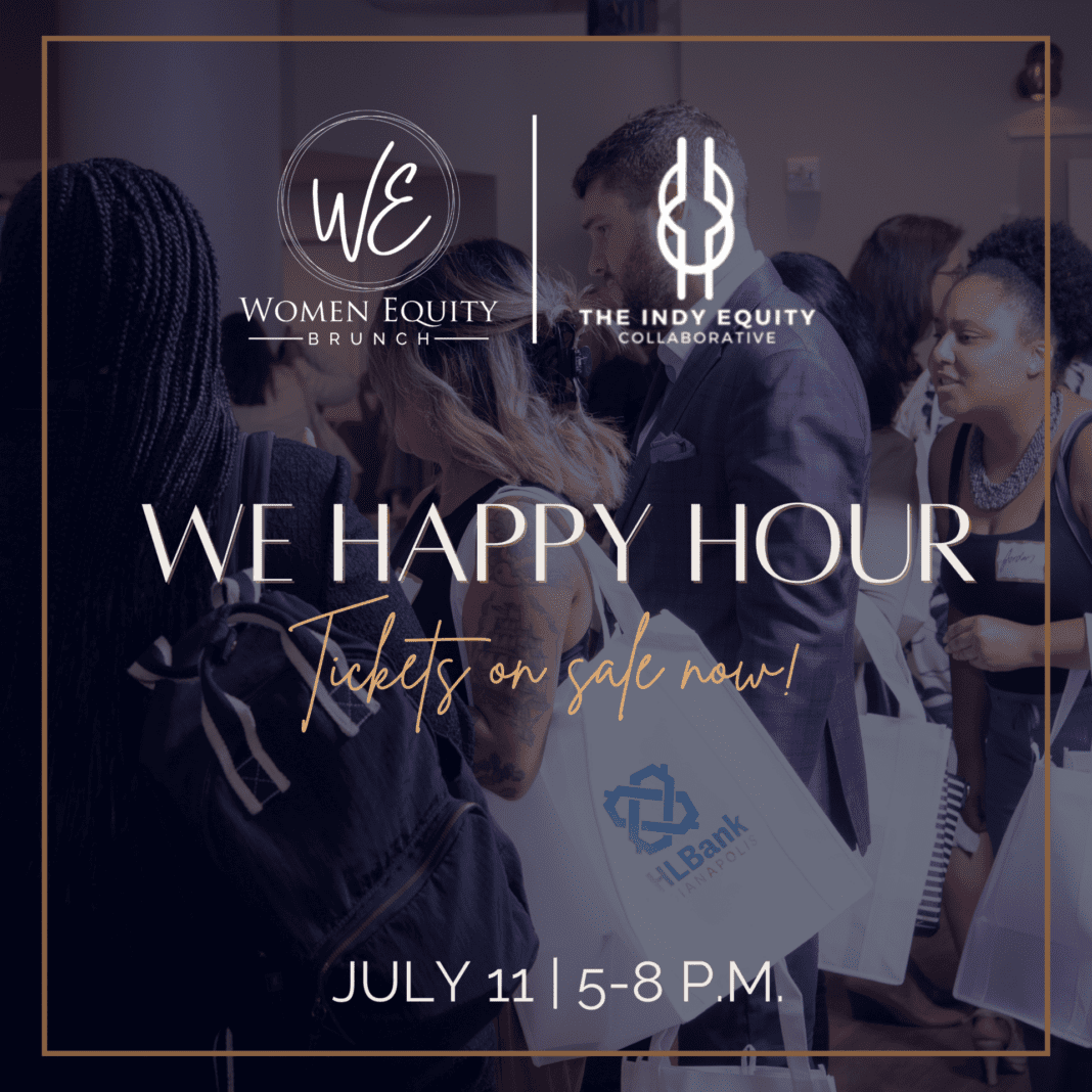 a flyer describes a happy hour event to promote female businesses
