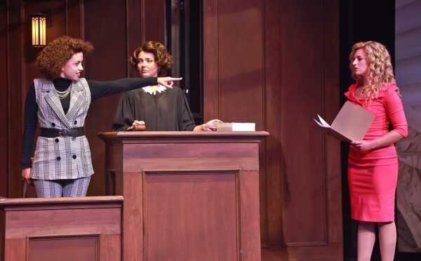 A scene in a courtroom play