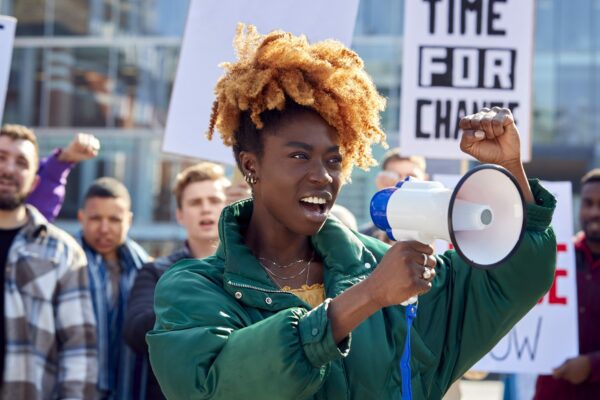 woman with megaphone