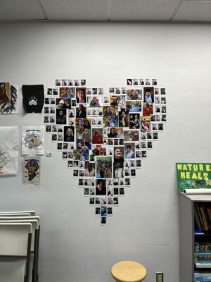 memorial wall in the shape of a heart