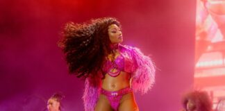 Megan Thee Stallion performing her headlining set at Lollapalooza on Aug. 1, 2024, in Grant Park in Chicago. (Photo/Greg Noire for Lollapalooza 2024)
