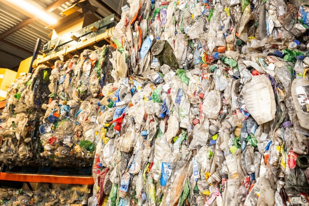 plastic bottles at recycling plant