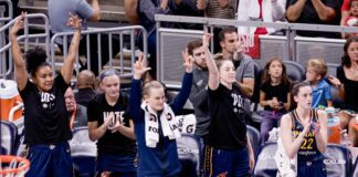 Indiana Fever Bench during regular season home game.