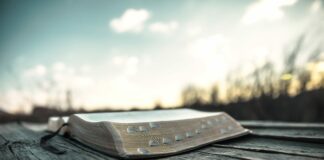 Bible on the table in nature