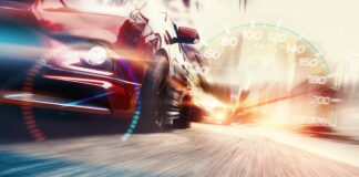 Sports car faster speed with copy space, Motion speed