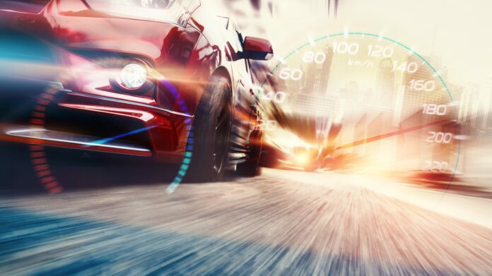 Sports car faster speed with copy space, Motion speed