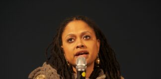 woman speaks at Gary International Black Film Festival