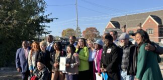 City and community leaders gathered to celebrate the launch of Indy Health District on Oct. 21, 2024. (Photo/Chloe McGowan)
