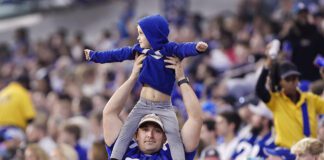 fans during NFL football game between the Detroit Lions and Indianapolis Colts.