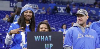 fans during NFL football game between the Detroit Lions and Indianapolis Colts.