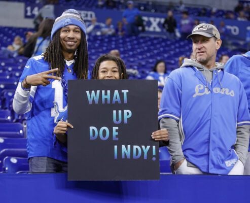 fans during NFL football game between the Detroit Lions and Indianapolis Colts.