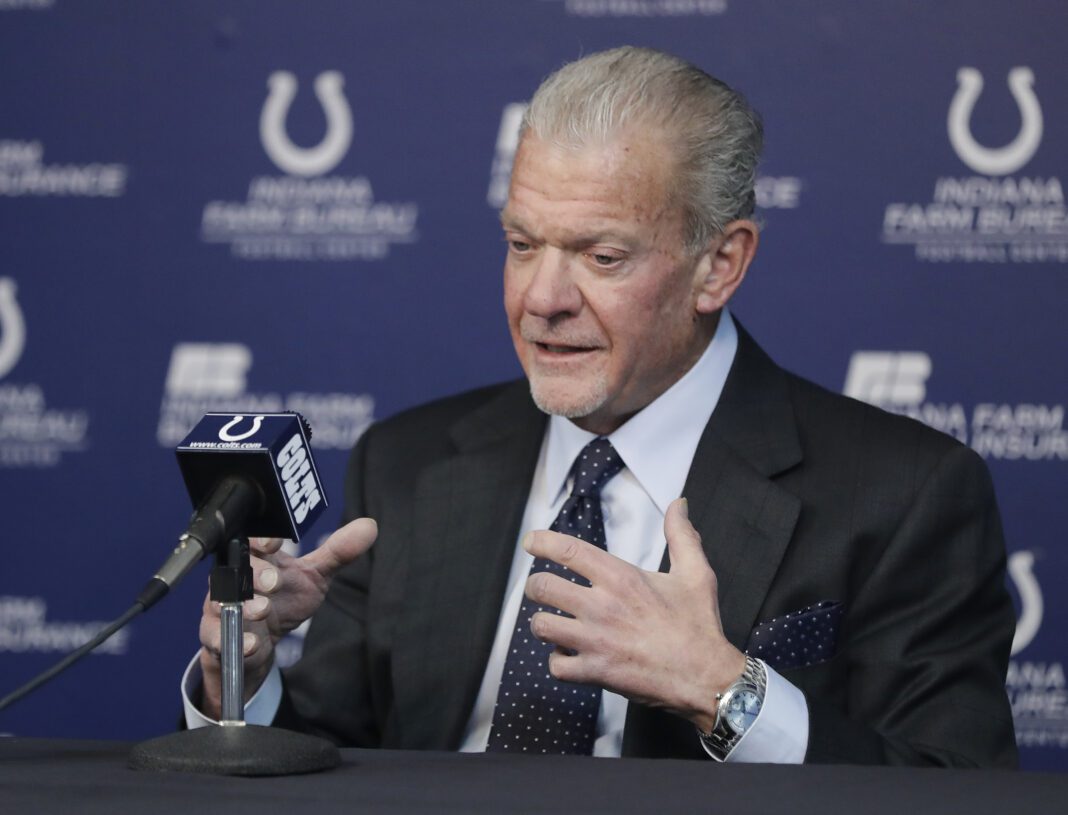 Colts owner Jim Irsay at a press conference.