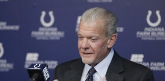 Colts owner Jim Irsay at a press conference.
