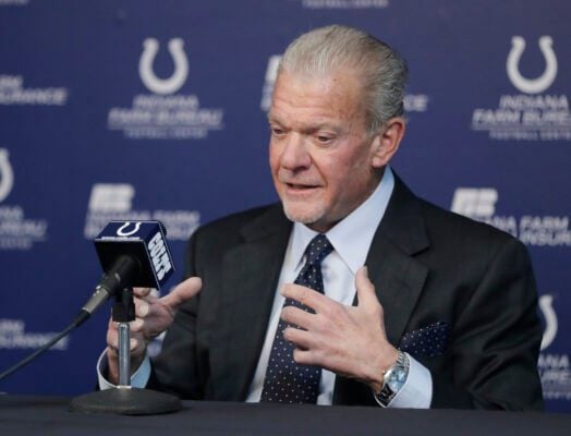Colts owner Jim Irsay at a press conference.