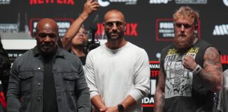 Mike Tyson and Jake Paul before their boxing match.
