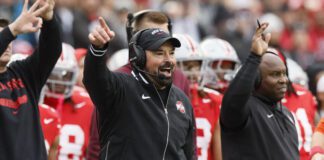 Ohio State University head coach Ryan Day during the game against the Indiana University Hoosiers.
