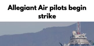 Allegiant Air airplane in the sky.