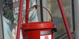 Salvation Army red kettle donation match.