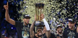 2024 NBA Cup winners Milwaukee Bucks.