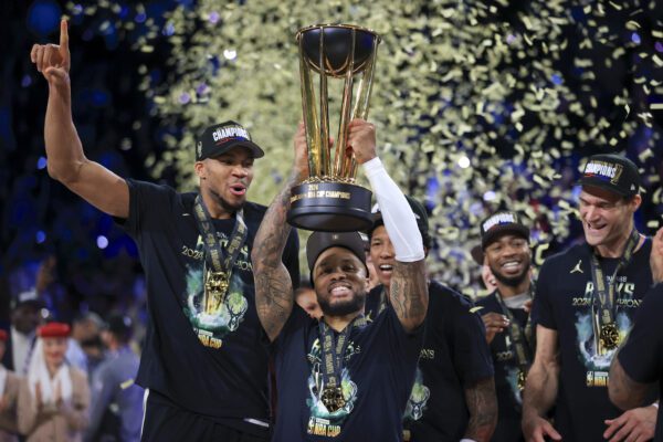 2024 NBA Cup winners Milwaukee Bucks.