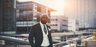 Black man in a suit.