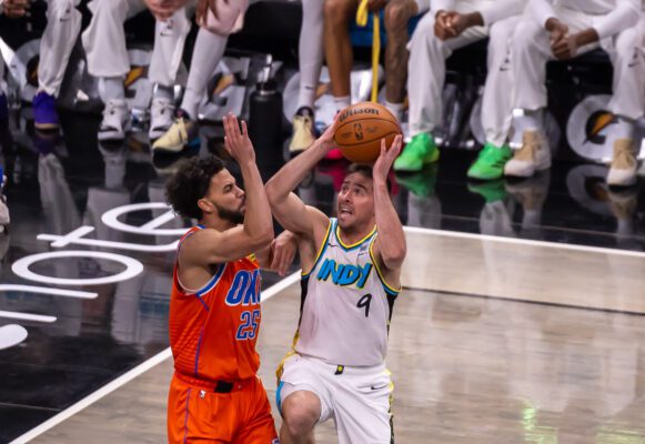 Oklahoma City Thunder at Indiana Pacers NBA basketball game photos.
