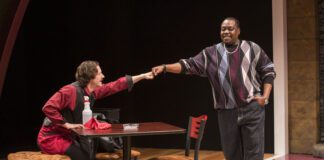 Matt (Quinn M. Johnson) and Shawn (Enoch King) in the IRT's 2025 production of "King James." (Photo/Zach Rosing)