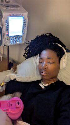 woman struggling in hospital