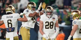 Notre Dame FIghting Irish before heading to the 2025 CFP National Championship.