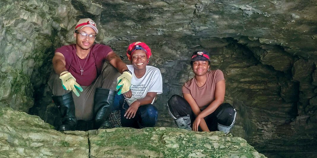people in cave